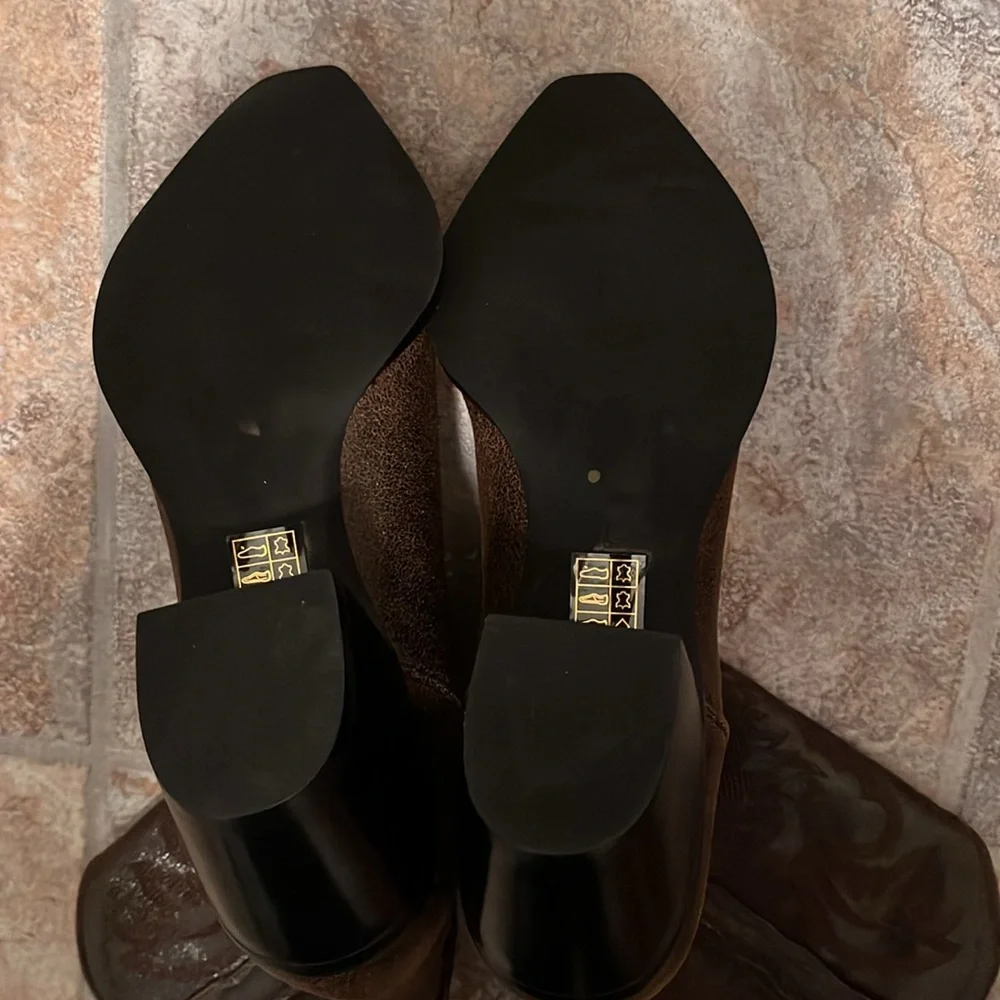 Jeffery Campbell Free People Dagget Chocolate Leather Western Boots Sz 10 NWT - Picture 6 of 13